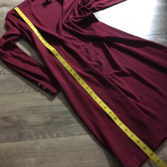 le chateau Long Burgundy Open Duster Cardigan - Picture 12 of 14